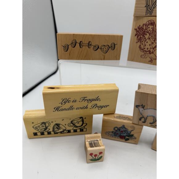 12 Wood Rubber Stamps A Variety Of Images - Picture 2 of 9